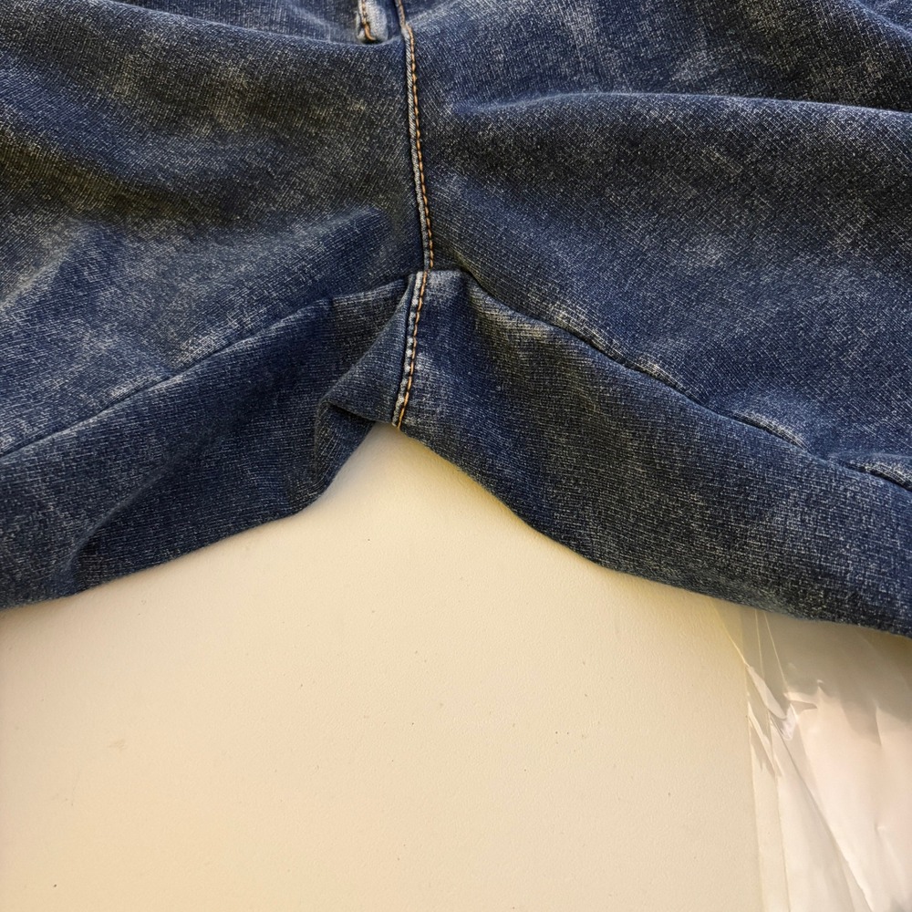 Vanilla Star Women Cargo Sweatpants XL Blue Acid Wash Stretch Wide Leg Skater - Picture 6 of 14